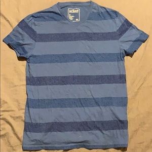 Blue striped v-neck t-shirt